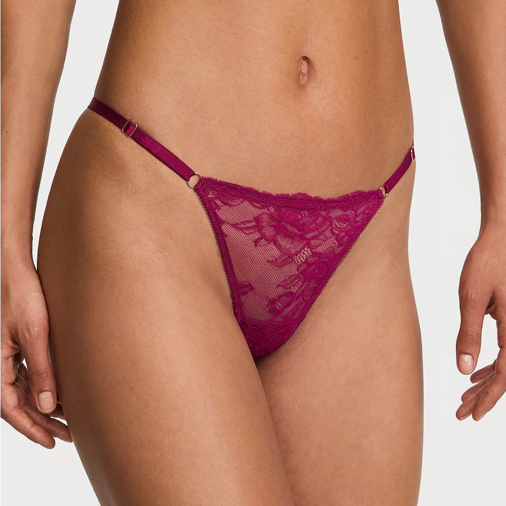 Victoria's Secret Rose Lace Adjustable V-String Panty (M) *NWOT*